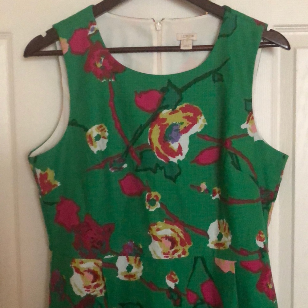 J Crew Green Floral Dress NWOT